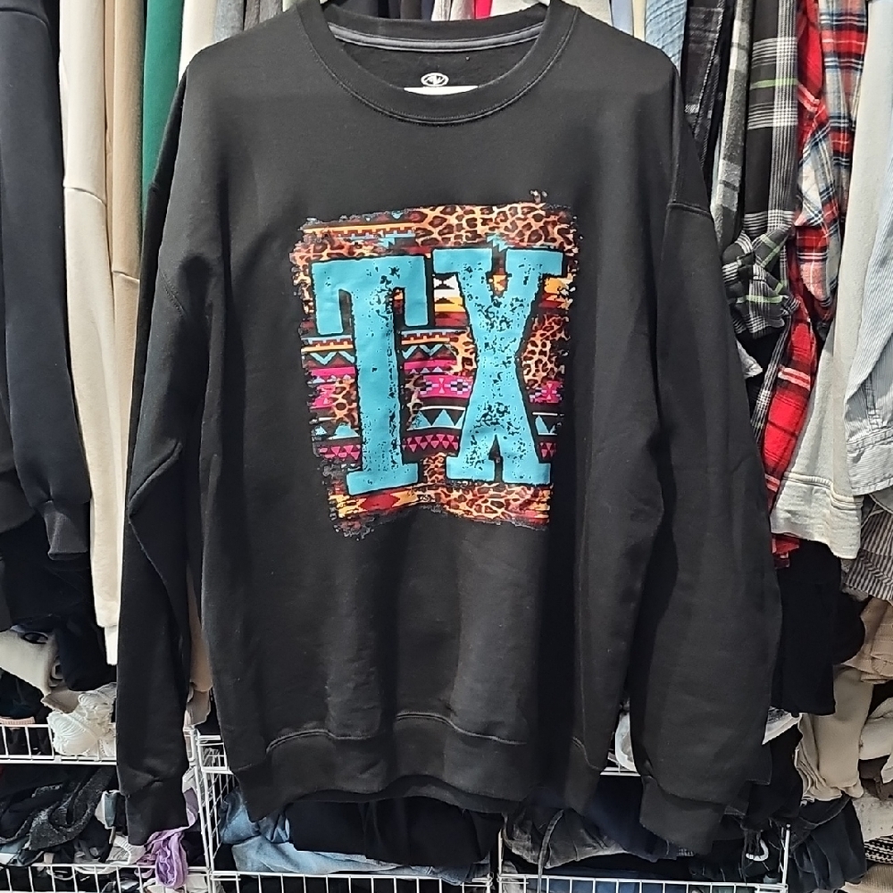 Athletic Works Black Sweater with Blue Graphic